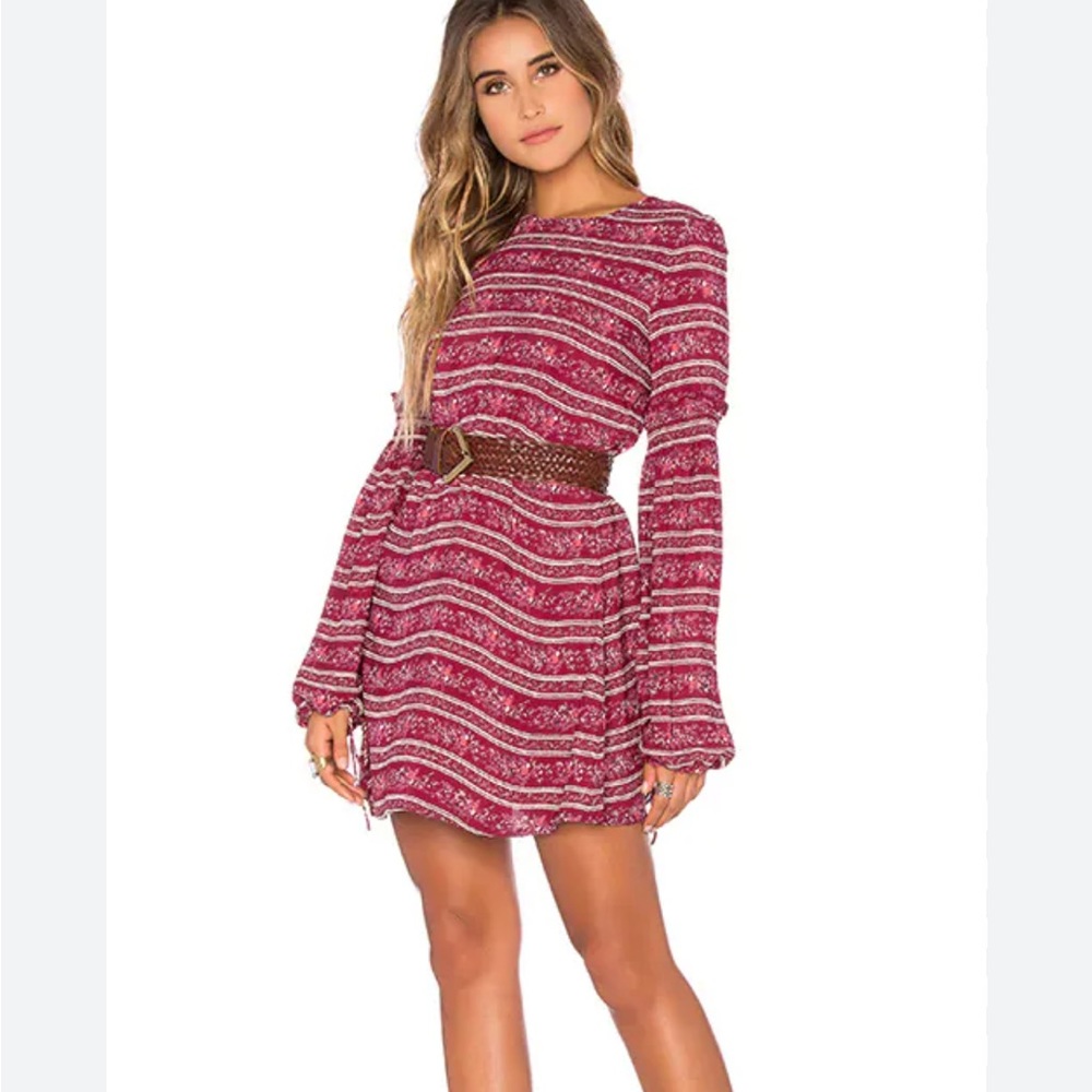 Tularosa X Revolve Gracefully Dress Burgundy Floral Dress
